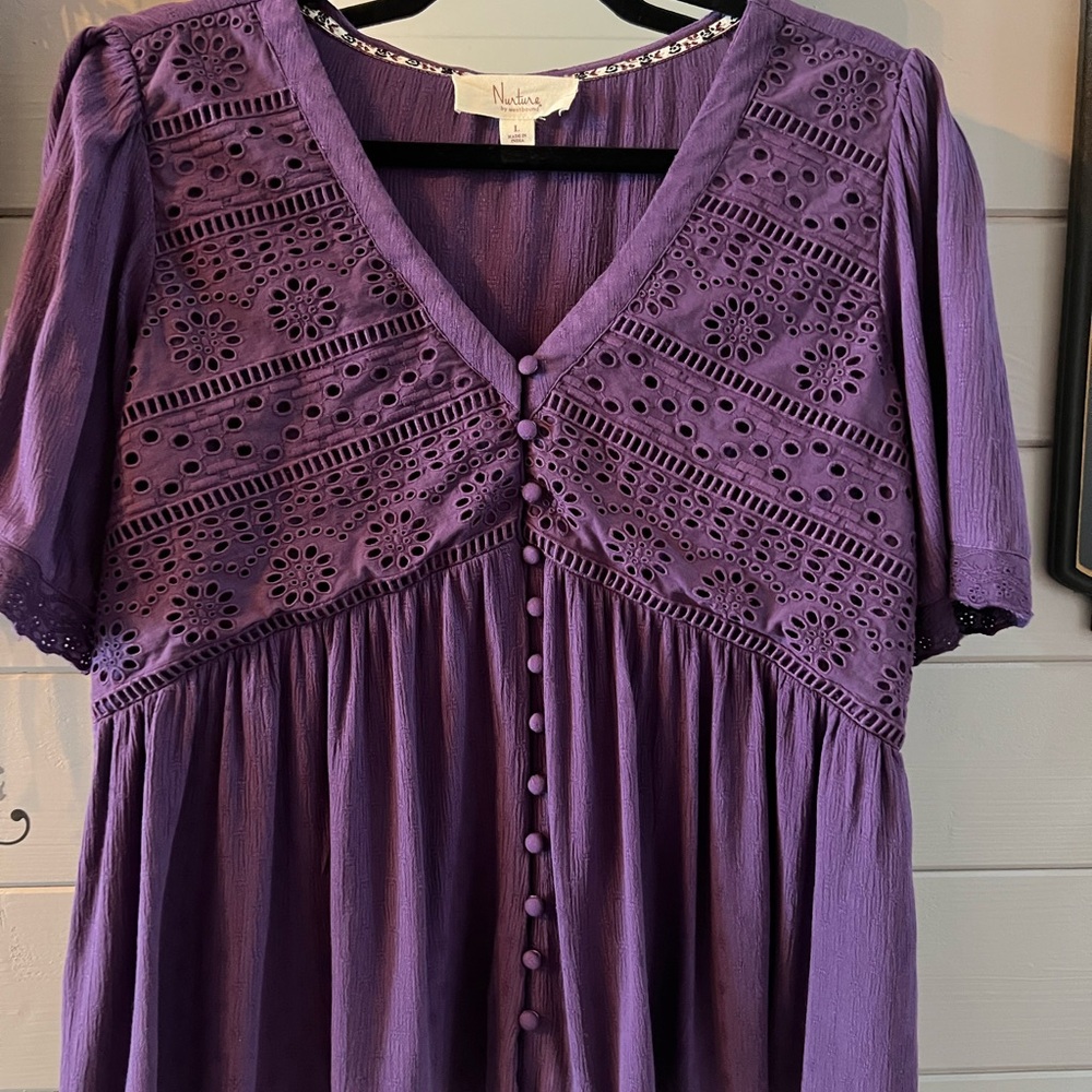 Westbound Nurture Purple Textured Top NWOT